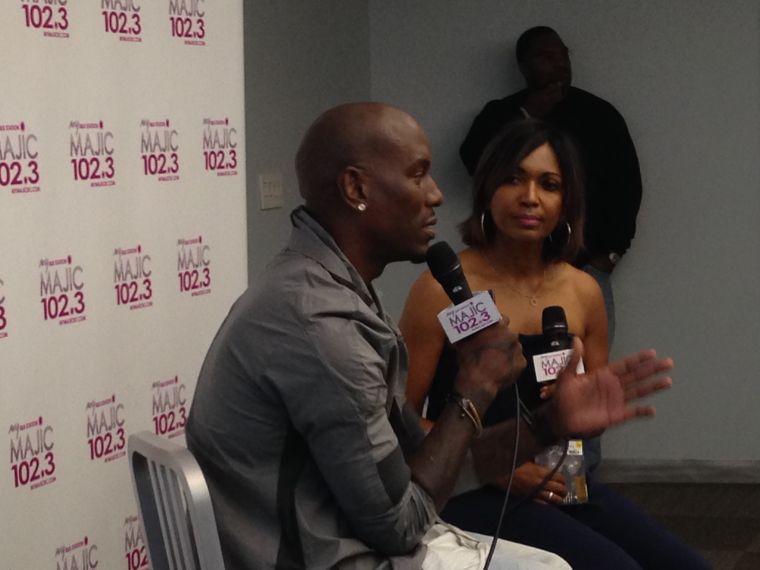 Tyrese and Michel Wright at the Meet & Greet at Radio One.