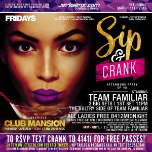 Sip and Crank After work Party
