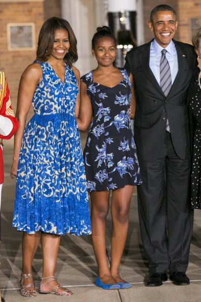 Sasha Obama With President & Michelle Obama