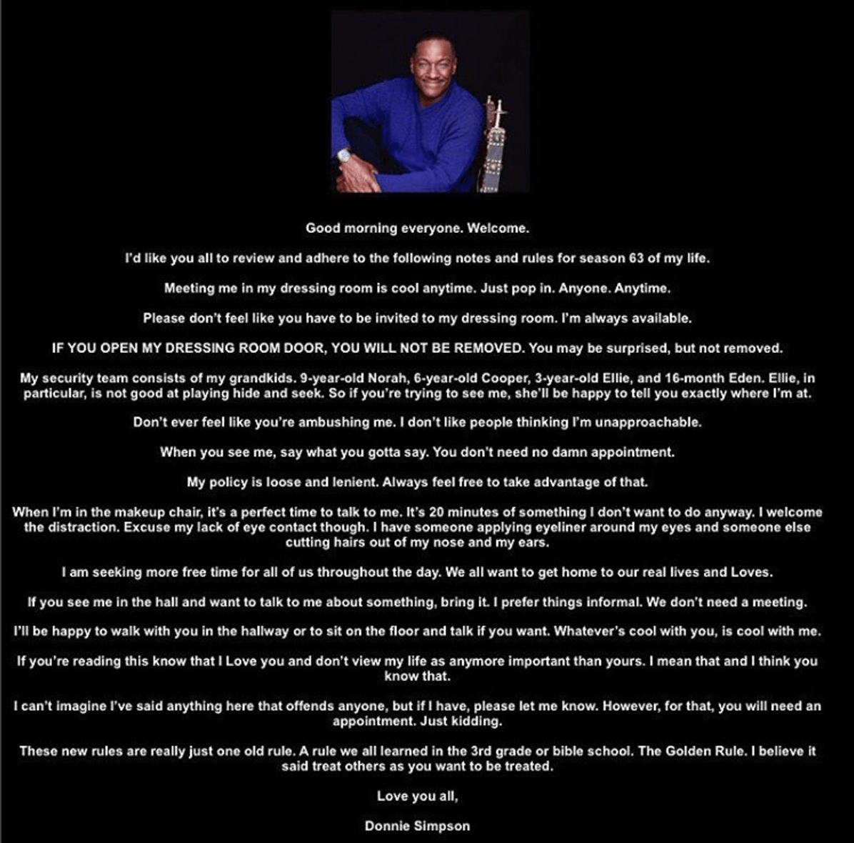 Donnie Simpson Email To Staff