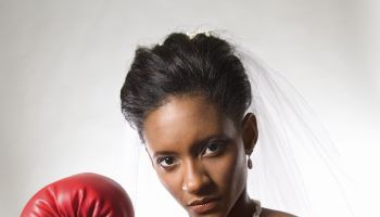 Bride with boxing gloves