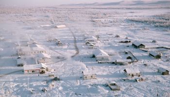 Aerial Of Oymyakon Town, Siberia