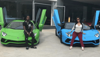 Offset and Cardi B in front of Lamborghinis