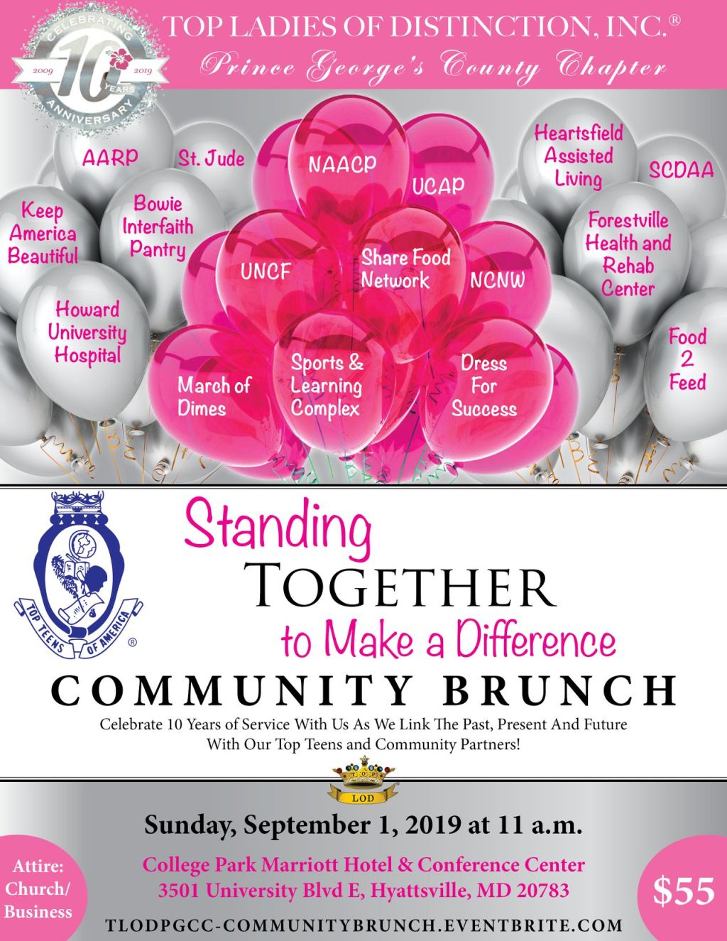Top Ladies of Distinction, Inc., Prince George's County Chapter 10th Anniversary Brunch