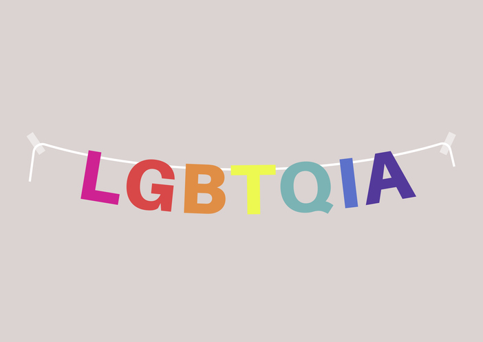 LGBTQIA garland colored with rainbow colors, Pride month decoration