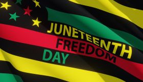 Alternative Juneteenth Flag with text Juneteenth Freedom Day. Since 1865. Banner.