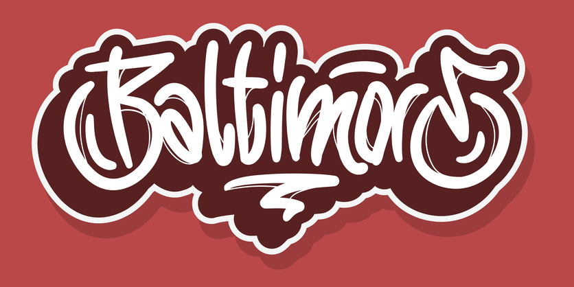 Baltimore Maryland Usa Hand Drawn Lettering Vector Design.