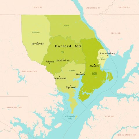 MD Harford County Vector Map Green
