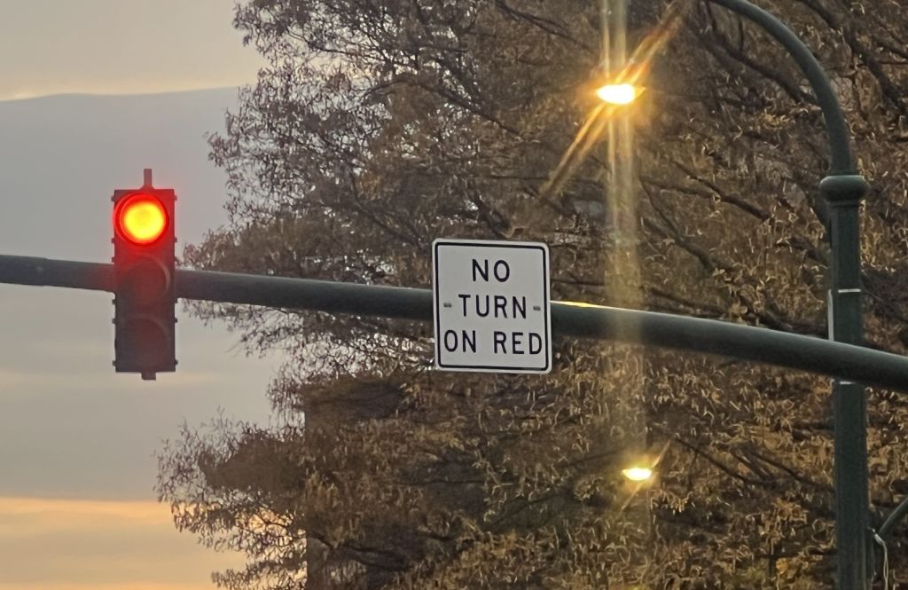 No Turn On Red Street Sign