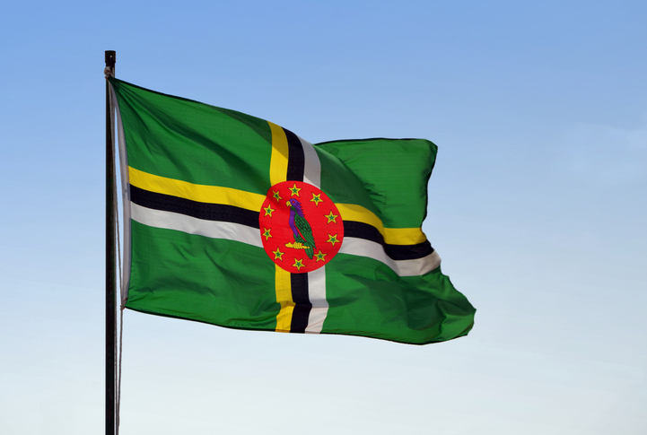 Flag of Dominica (photo, not CGI), Roseau, Dominica