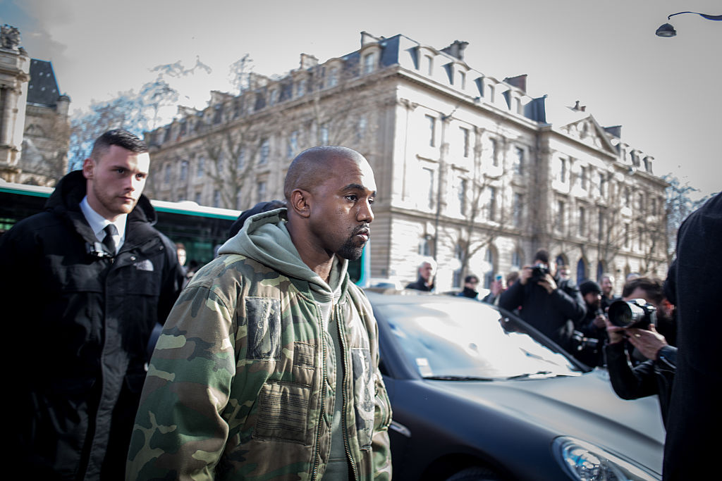 kanye west at the Dries van noten fashion show. Paris. 2015/03/04.