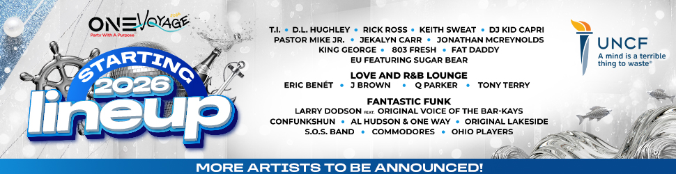 One Voyage festival poster featuring musical artists and event details starting in 2026.