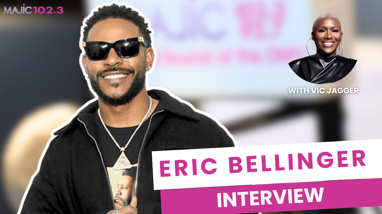 A smiling man wearing sunglasses and a black jacket, with the text "ERIC BELLINGER INTERVIEW" and "WITH VIC JAGGER" on the image.